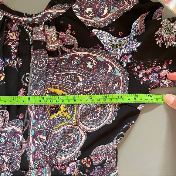 Express Black and Purple Paisley Long Sleeve Maxi Dress - Picture 13 of 15
